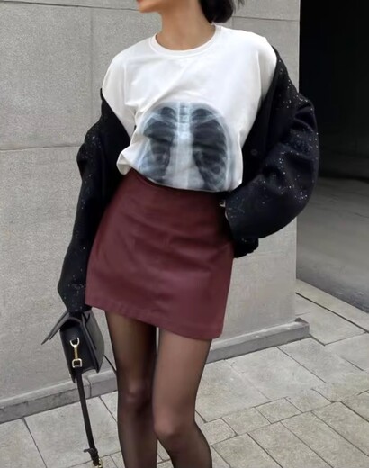 Petite Burgundy Faux Leather women's mini skirt