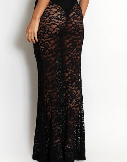 Sheer Lace Maxi Skirt