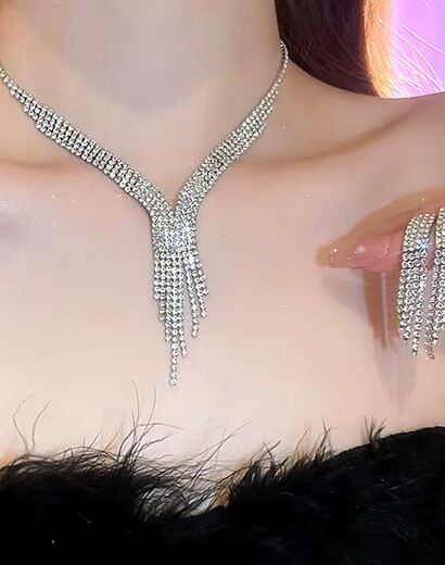 Luxury set of crystal necklaces and earrings
